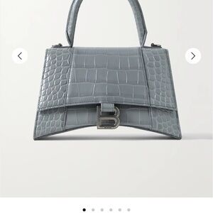 Balenciaga Silver Croc-Embossed Satchel